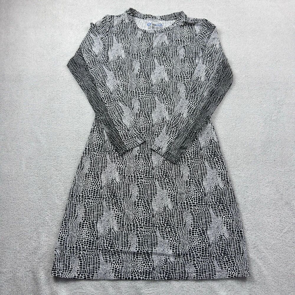 IBKUL Athleisure Golf Dress Womens Sm White Black  Animal Print Long Sleeve UPF